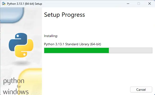 Pythonインストール中